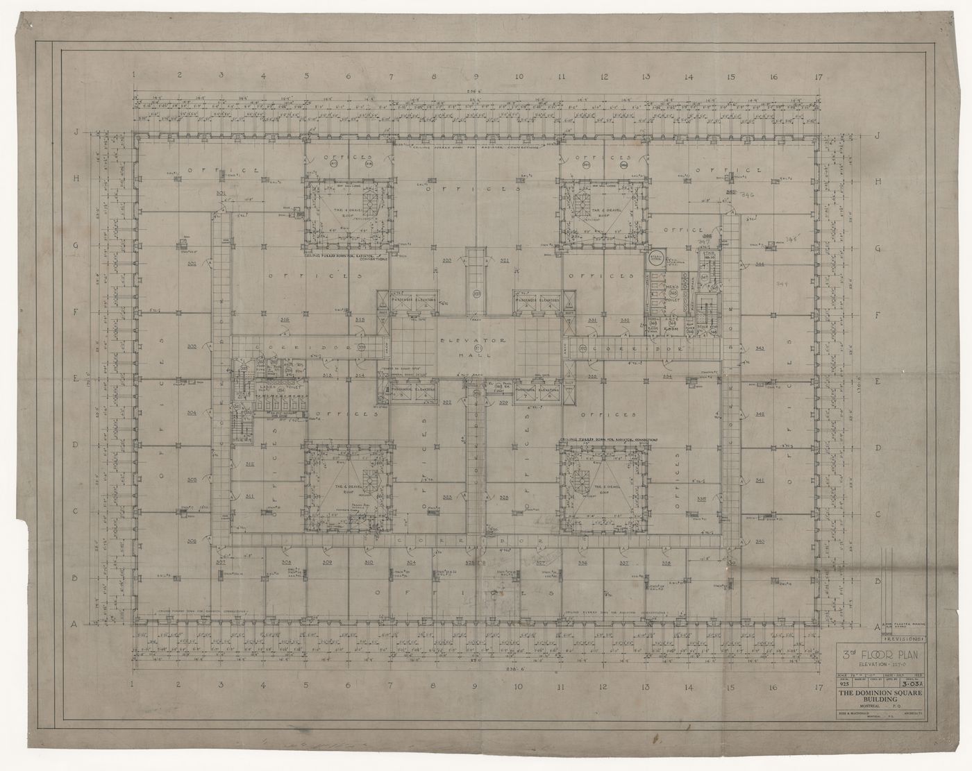 Third floor plan for Dominion Square Building, Montreal, Québec