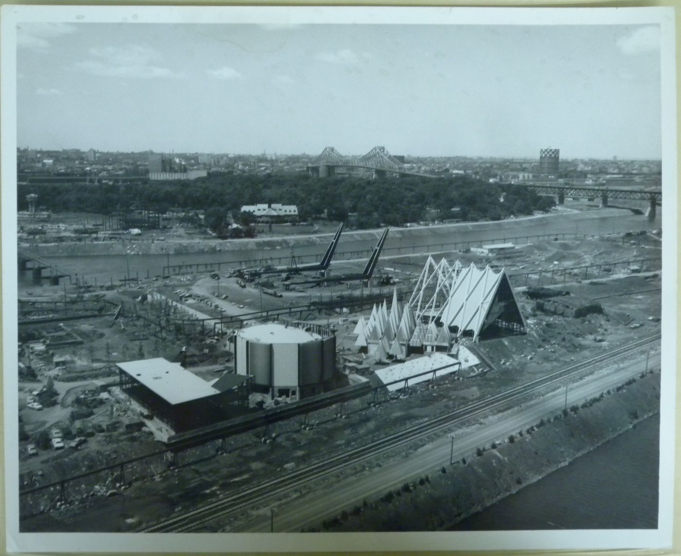 View of the Île Notre-Dame site at its early construction stage, Expo 67, Montréal, Québec
