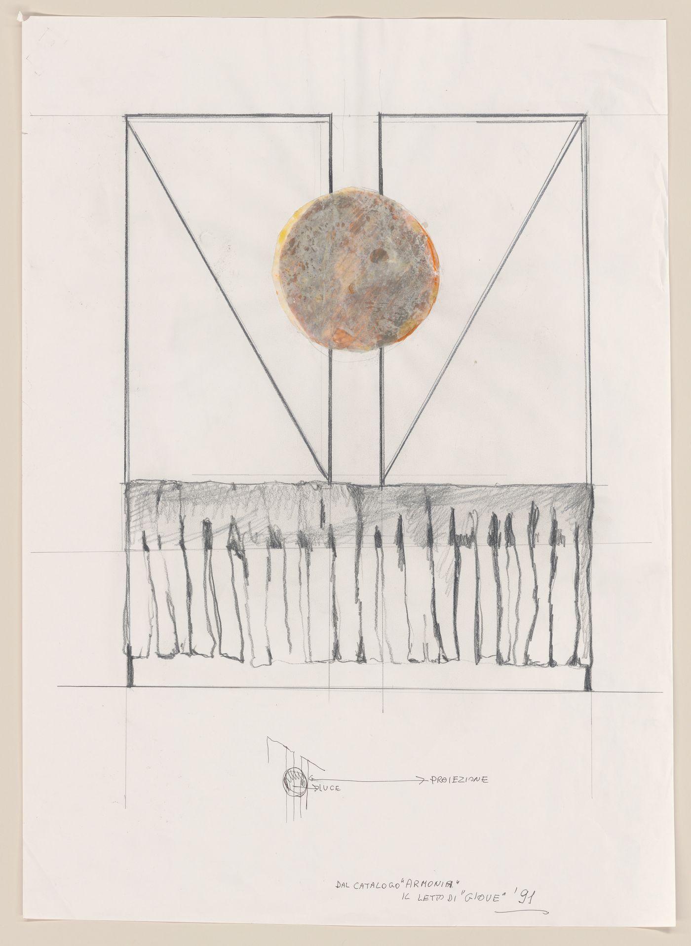 Sketch elevation for Bed project Il carro di giove [Jupiter's chariot]