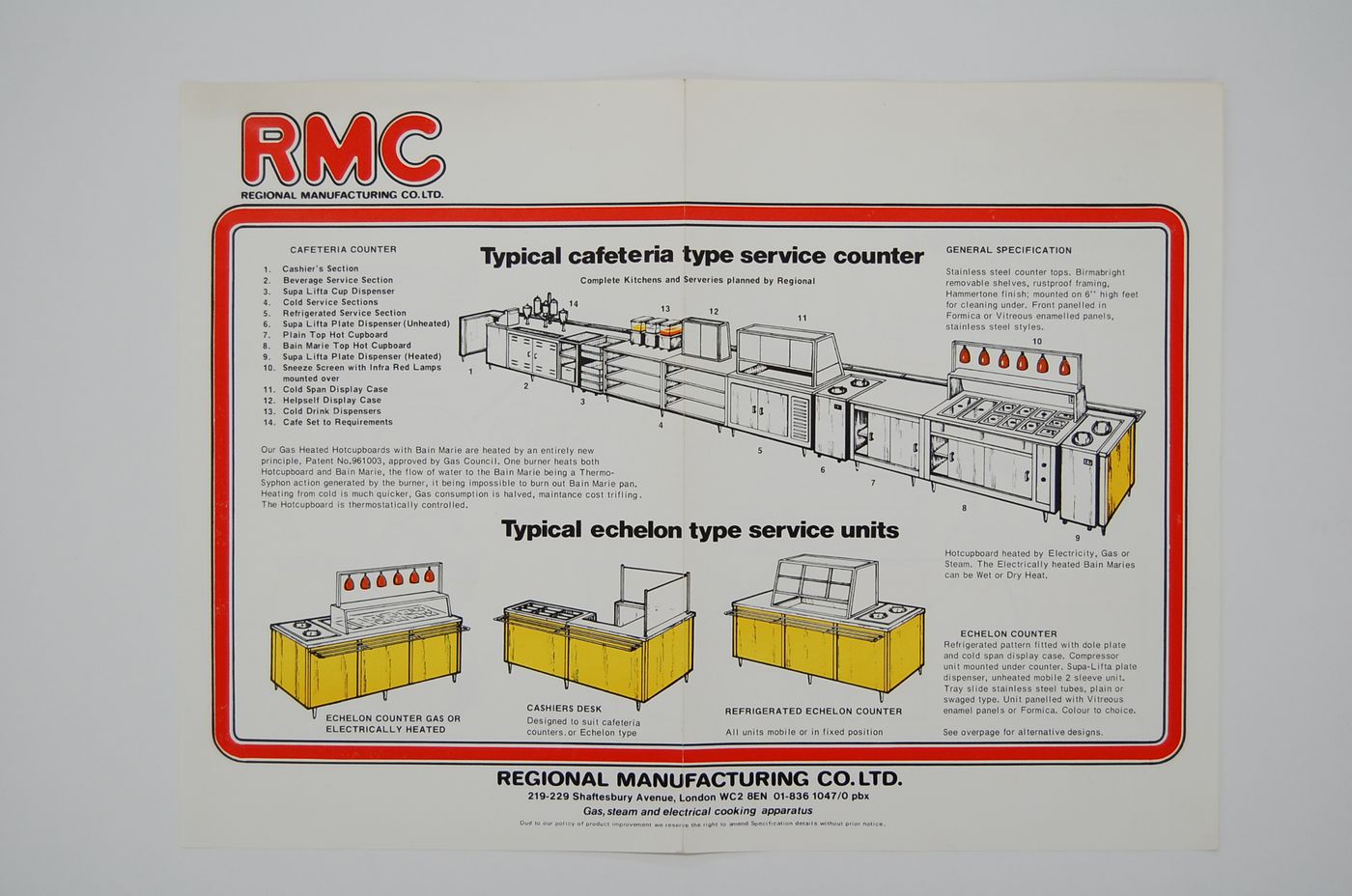 Broadside advertising RMC typical cafeteria type service counter