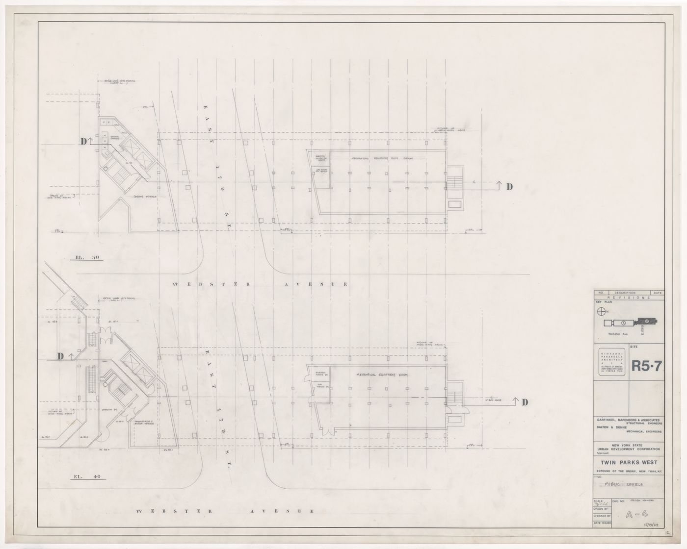 Plans of public levels for Twin Parks West, Site R5-7, Bronx, New York