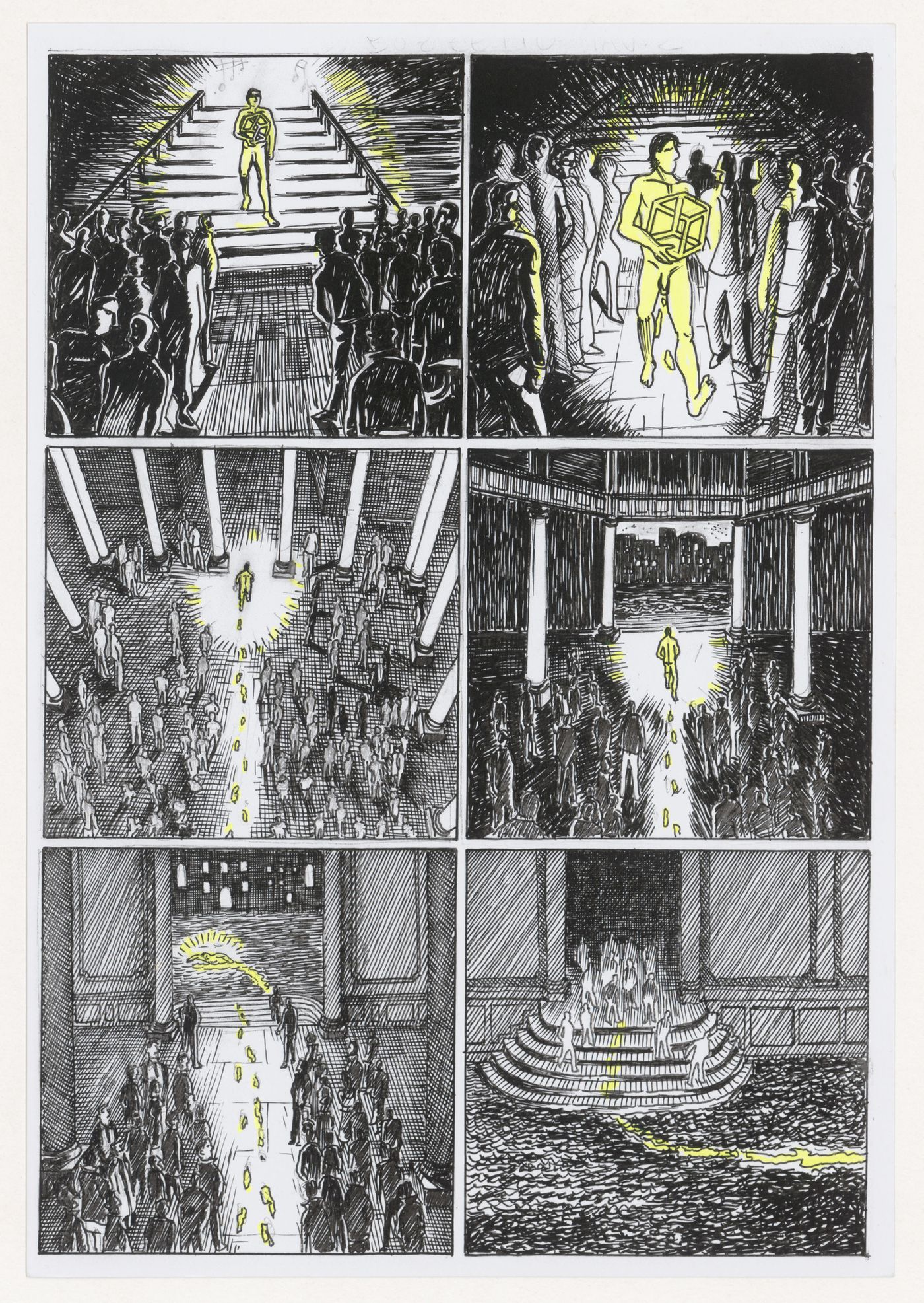 Second page of performance storyboard for Performance Fotofosforescente