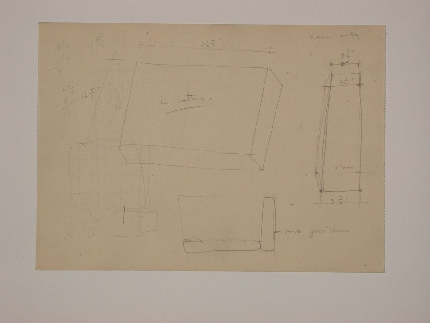 Various documents and drawings including furniture design and office renovation: File G 688