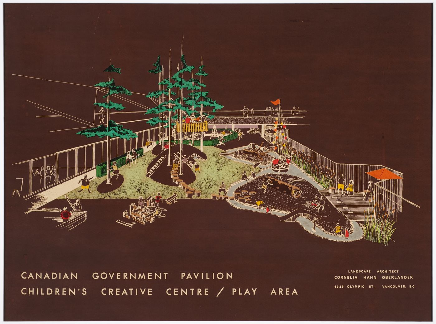 Perspective view for Children's Creative Centre Playground, Canadian Federal Pavilion, Expo '67, Montréal, Québec