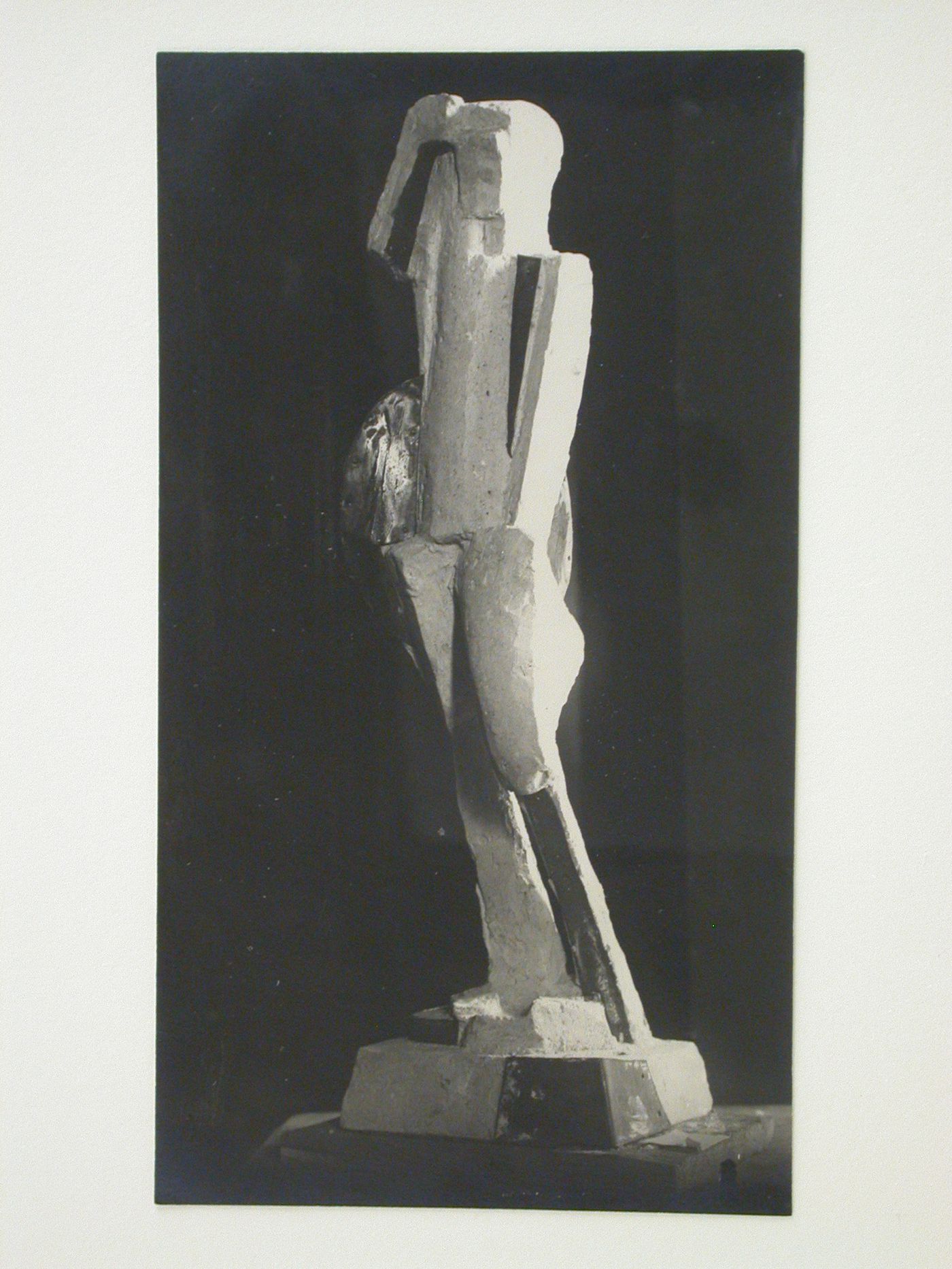 View of a Cubist statue incorporating metal and plaster, Moscow