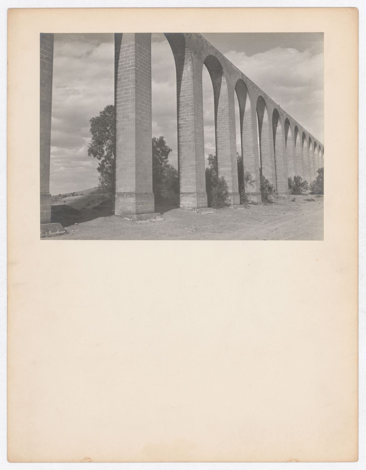 Partial view of an aqueduct, near the Sanctuario de Nuestra Senora de los Remedios on the Cerro de Totoltepec [?], Mexico