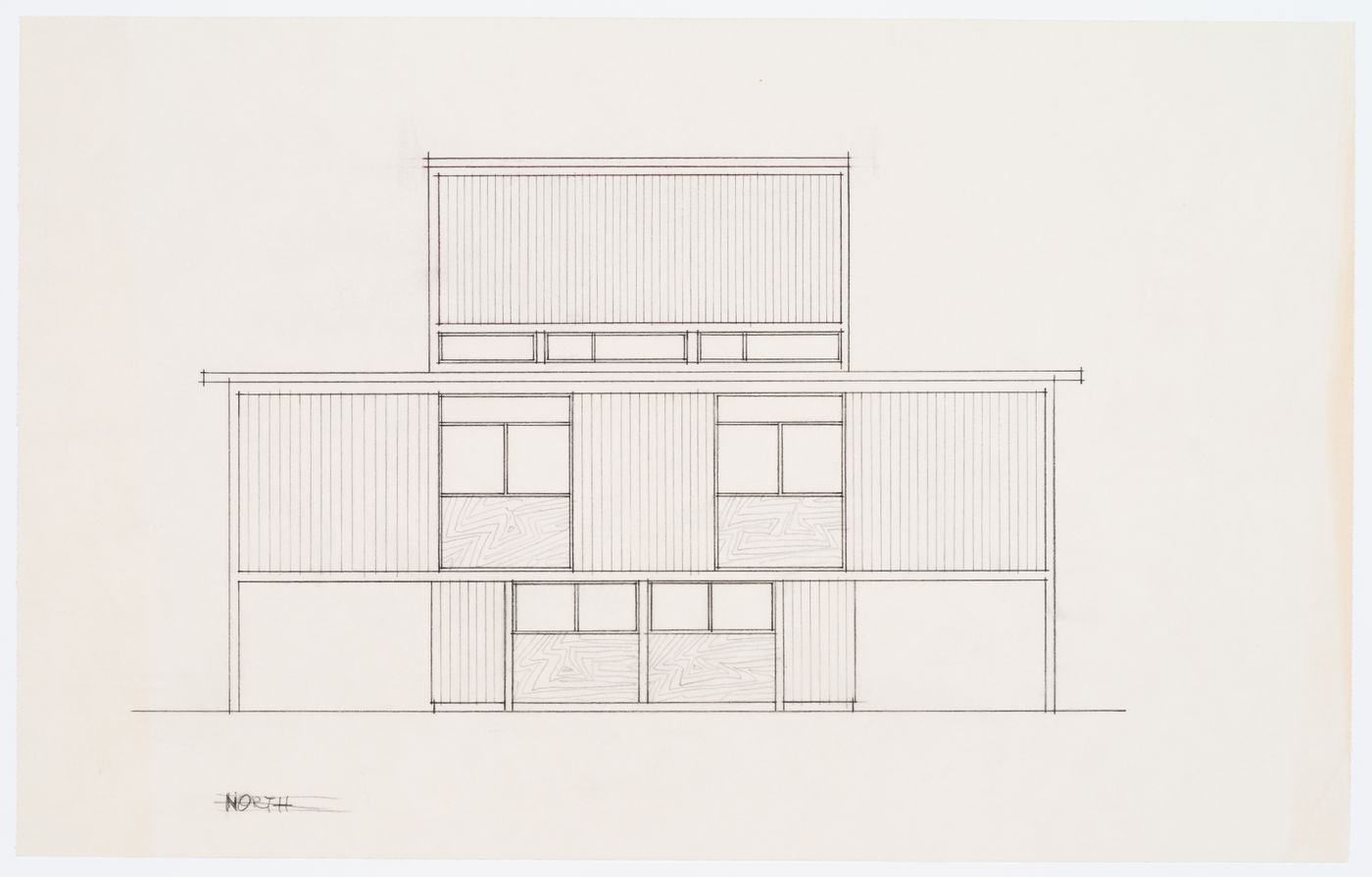 Addition to Oberlander Residence, Vancouver, B.C. (Tick-Tack-Toe House): elevation