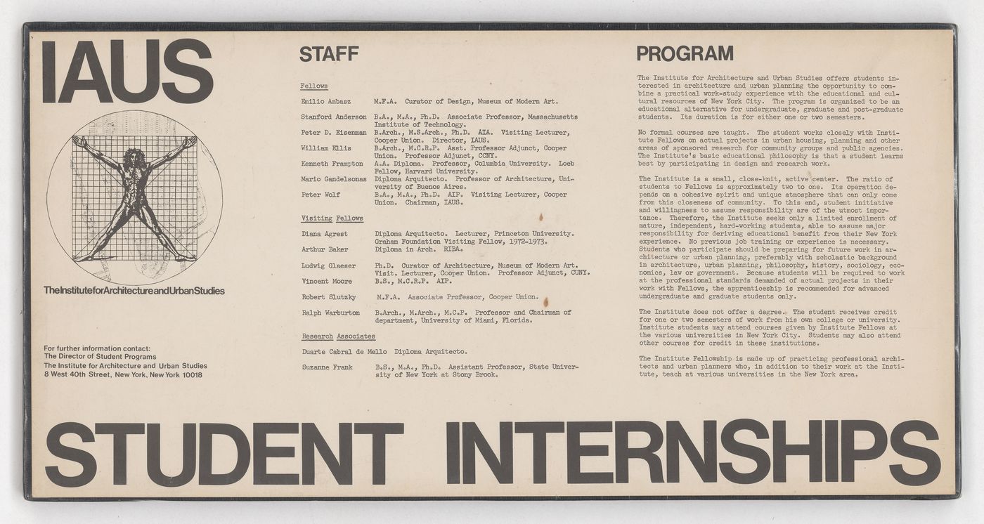 Poster explaining IAUS' student internship program