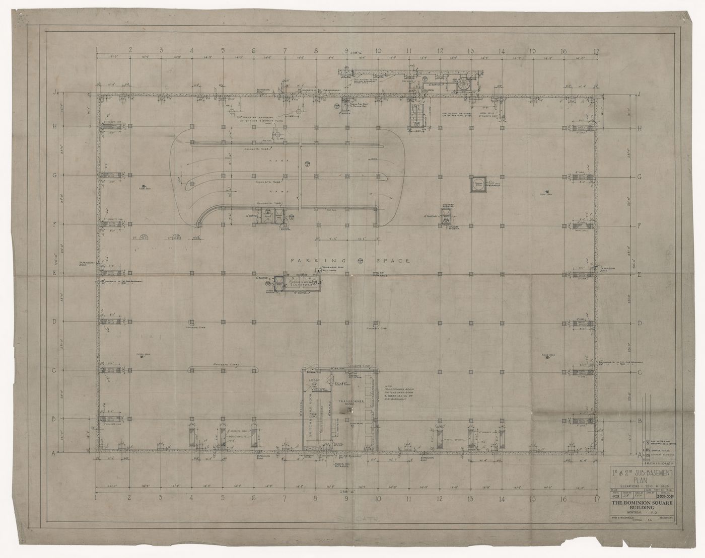 Sub-basement plan for Dominion Square Building, Montreal, Québec