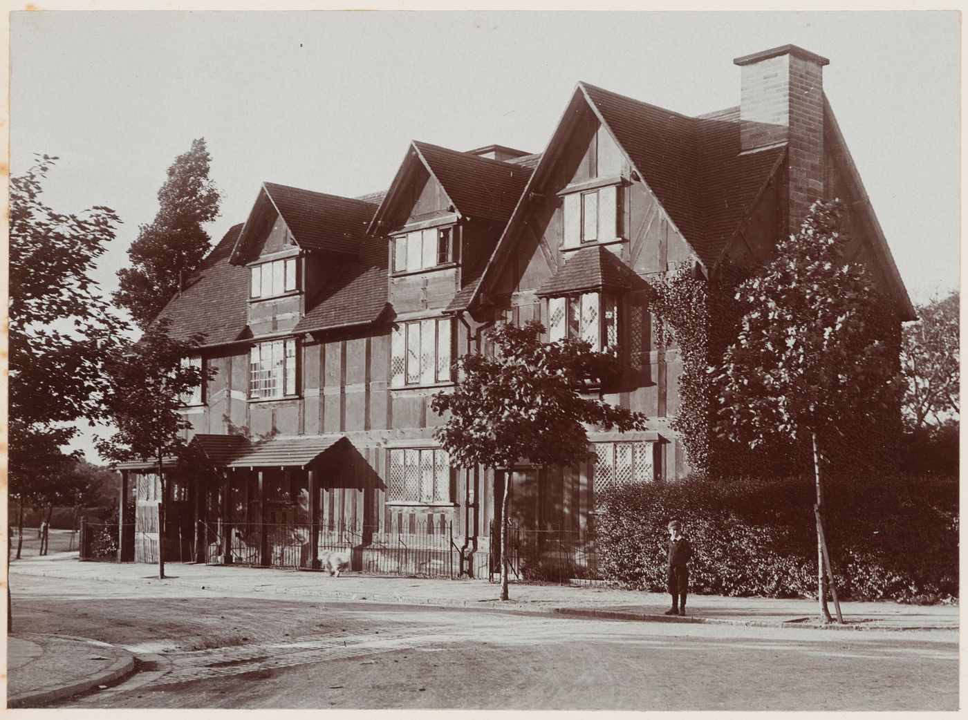 Exterior view of Shakespeare cottages from street, Port Sunlight, England, United Kindgom