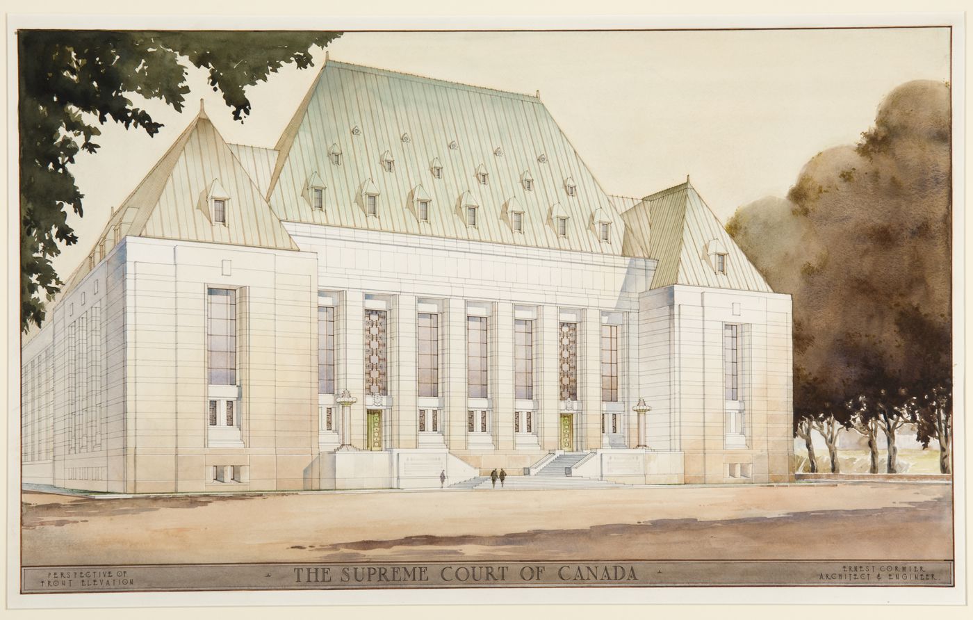 Perspective de la façade principale, Cour suprême du Canada, Ottawa, Ontario