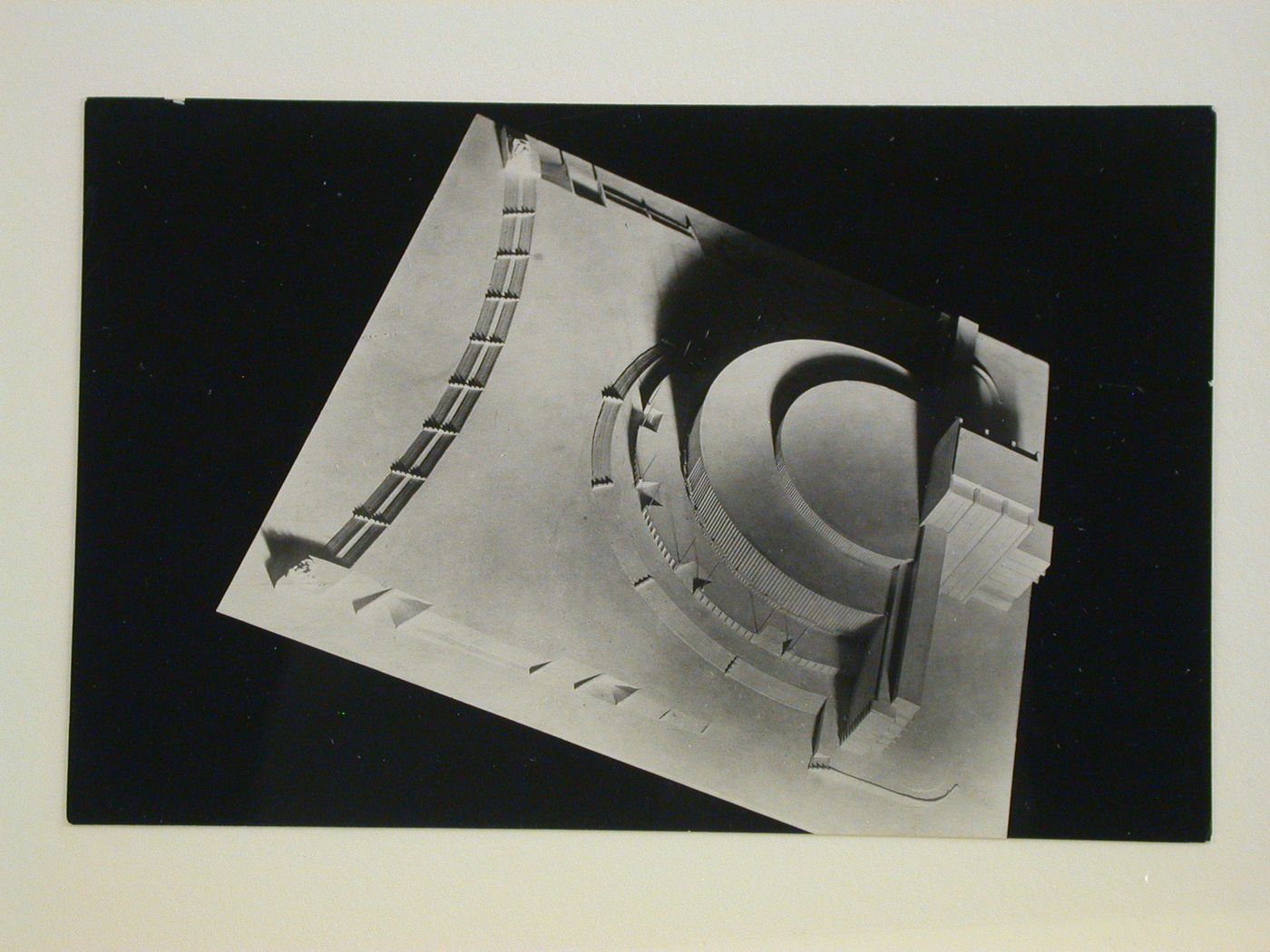 Photograph of a model for the final round of competition for a "synthetic theater" in Sverdlovsk, Soviet Union (now Ekaterinburg, Russia)