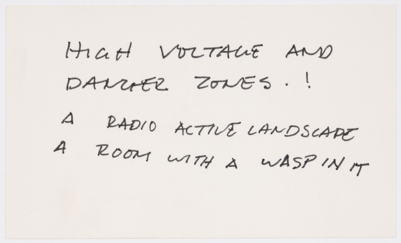 High voltage and danger zones. ! / A radio active landscape / A room with a wasp in it