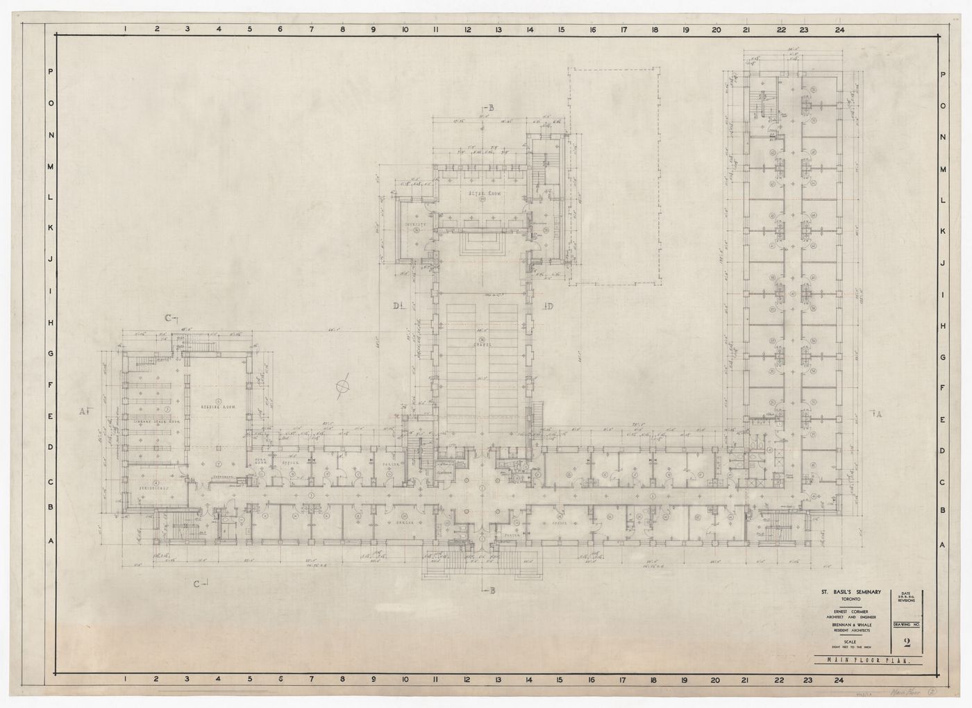 Plan de l'étage principal pour Saint-Basil's Seminary, Toronto, Ontario