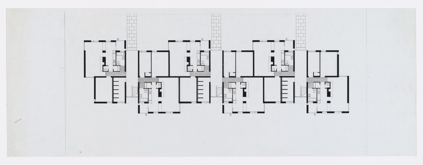 Ham Common Flats, London, England: Plan for the two-storey block of flats