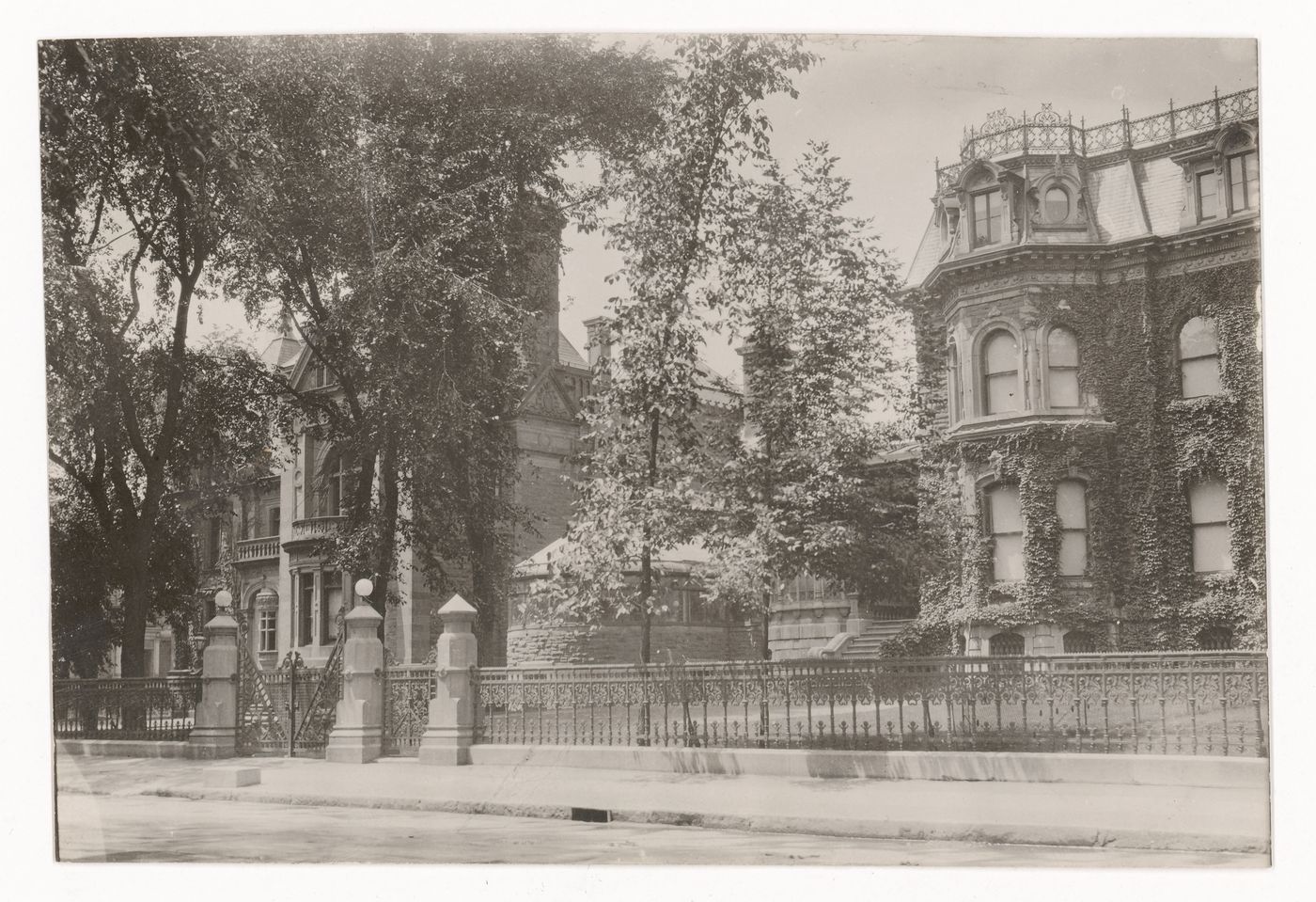 View of Maison Strathcona and Maison Shaughnessy, Dorchester Street (now René Lévesque Boulevard), Montréal, Québec