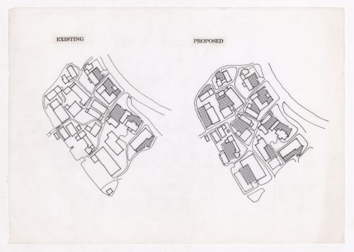 Plan showing road adjustments and proposed courtyards for the Sichuan housing project for "Housing a Billion: Village Upgrading: Jianlu, China" publication