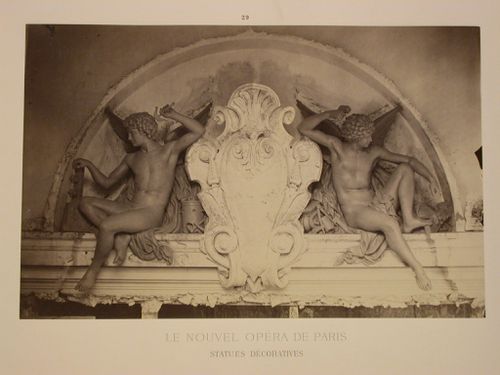 Dessus de portes de l'avant-foyer. Plomberie et taille de pierre [de] Guitton