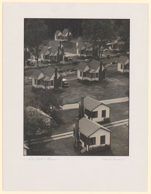View looking down at rental cabins near Woodstock, New Hampshire
