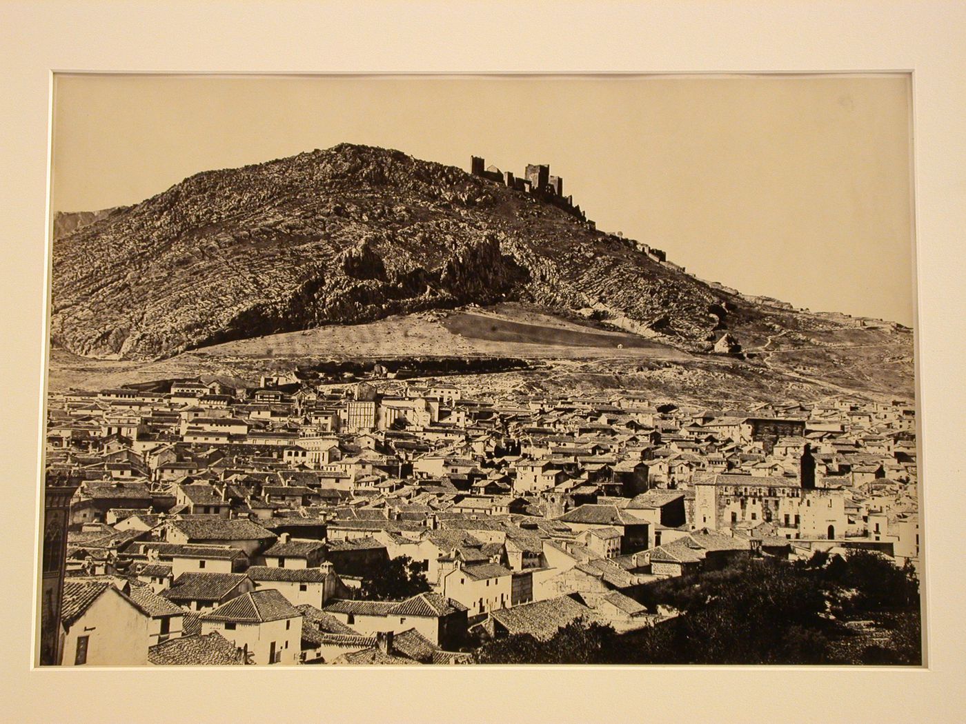 General view with medieval fortress [?] above, Jaen, Spain