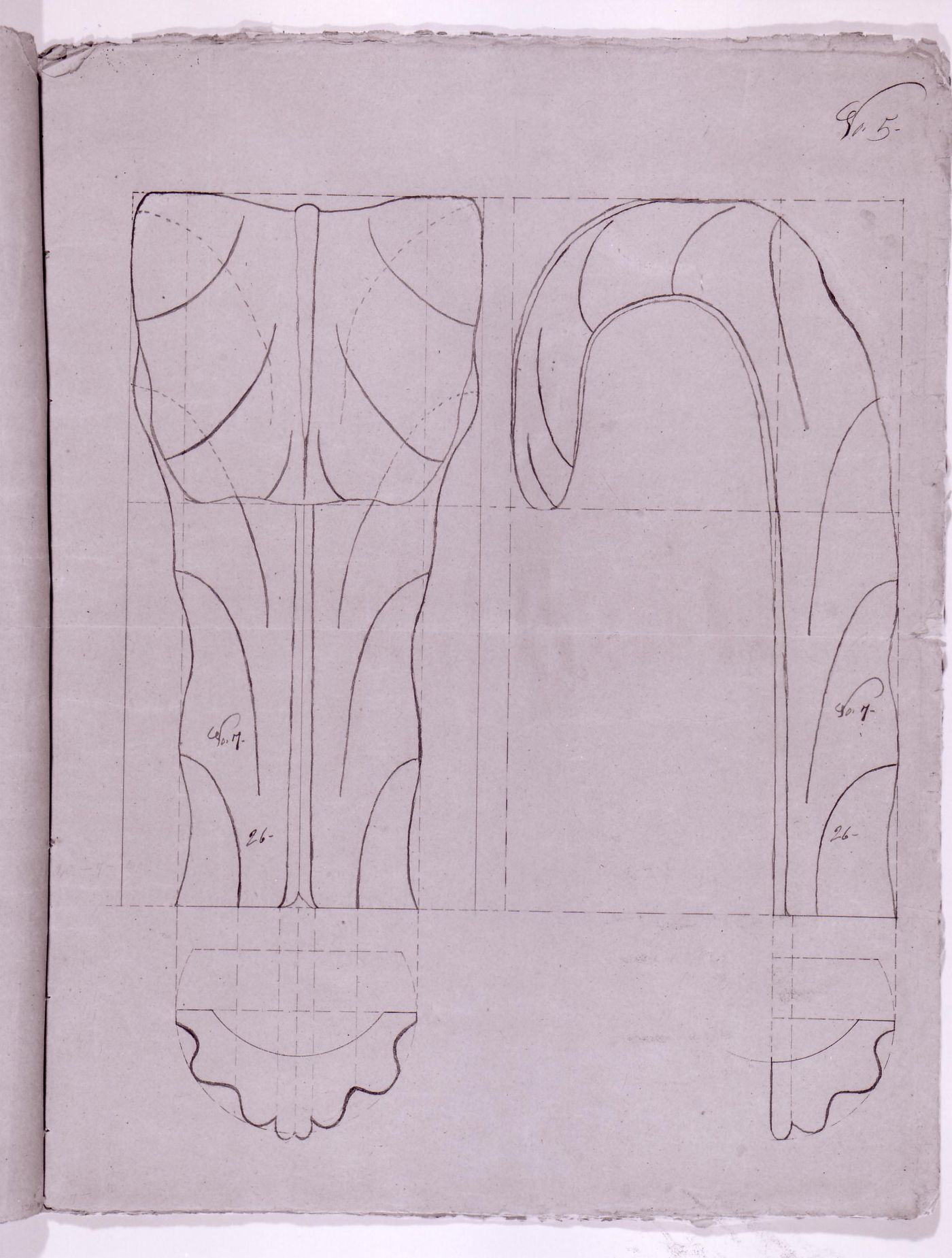 Plans and elevations for decorative details for the high altar for Notre-Dame de Montréal