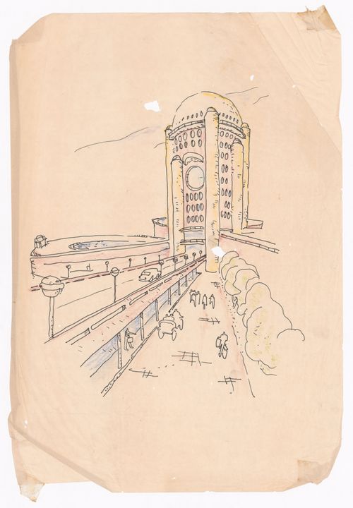 Perspective of city blocks for Linear city, Chandigarh, India