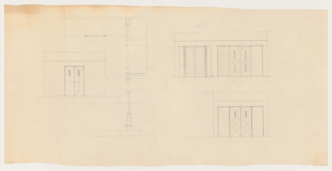 Elevations and plan for doors for Olveh mixed-use development, Rotterdam, Netherlands