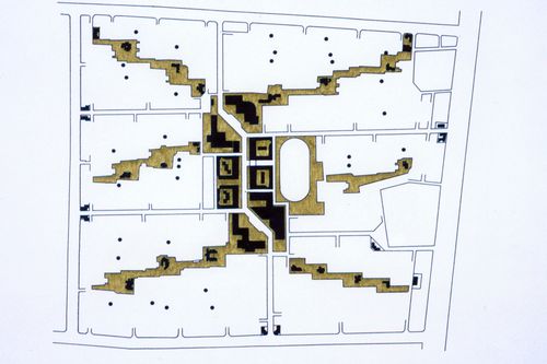 Site planning for Aranya township in Indore, India, used for the Human Settlement Training Package "Package 2: Affordable Urban Design"