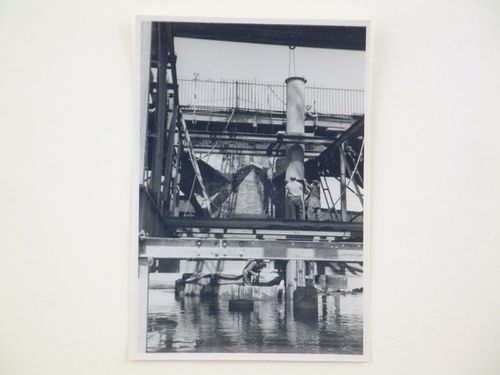 View of construction on Barnstaple Long Bridge, Devon, United Kingdom