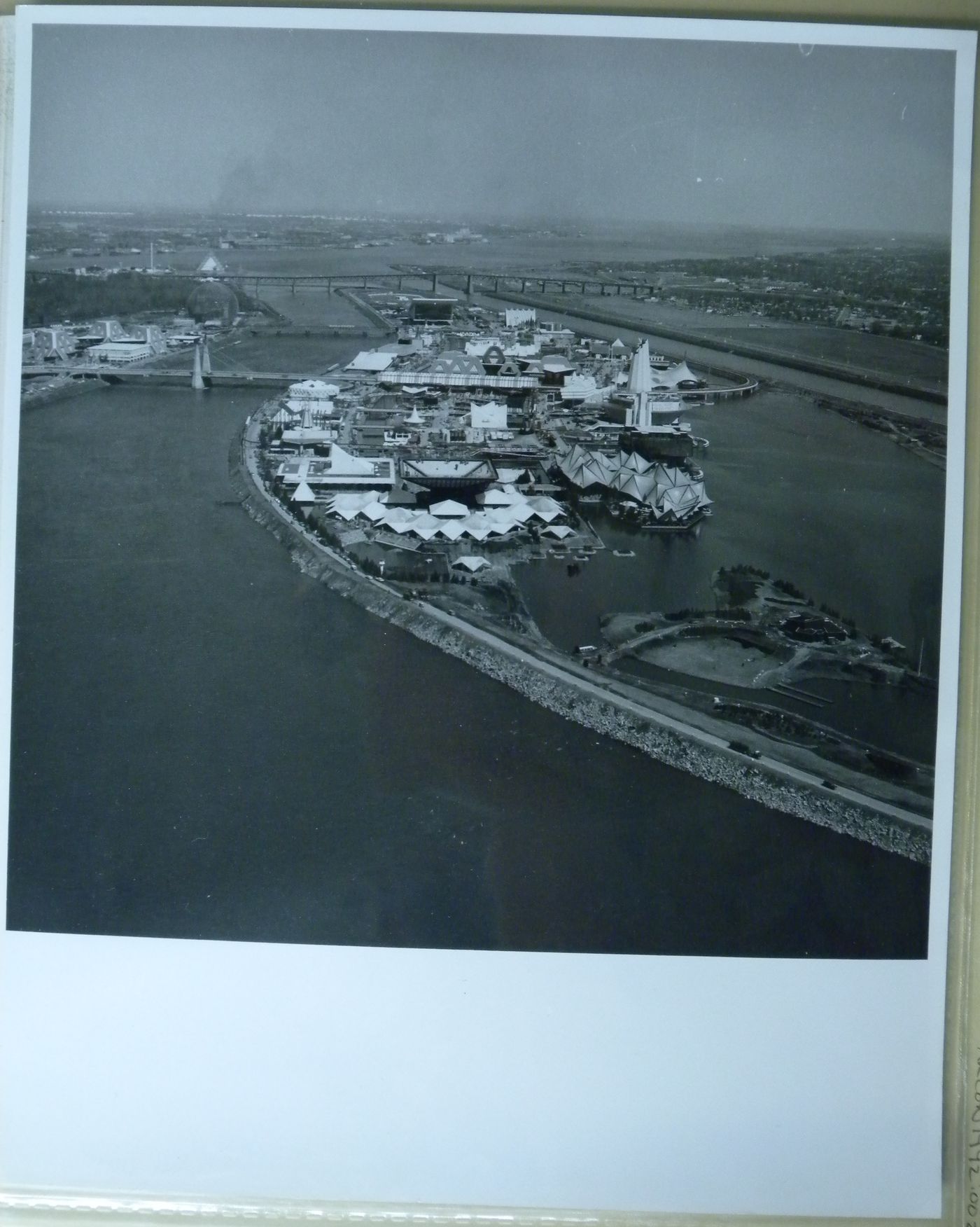 Aerial view of Île Notre-Dame site, Expo 67, Montréal, Québec