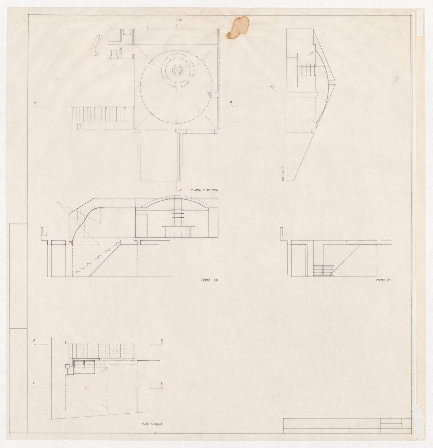Floor plan and sections for Apartamento J. M. Teixeira, Póvoa de Varzim, Portugal