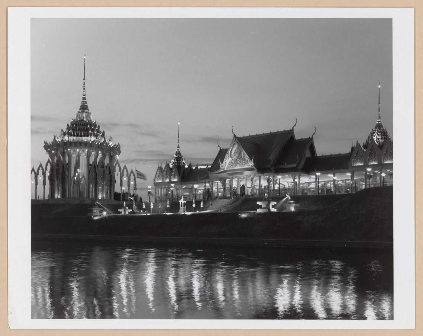 Night view of the Thailand Pavilion, Expo 67, Montréal, Québec