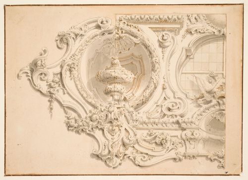 Dessin avec deux variantes pour le décor en stuc d'une niche