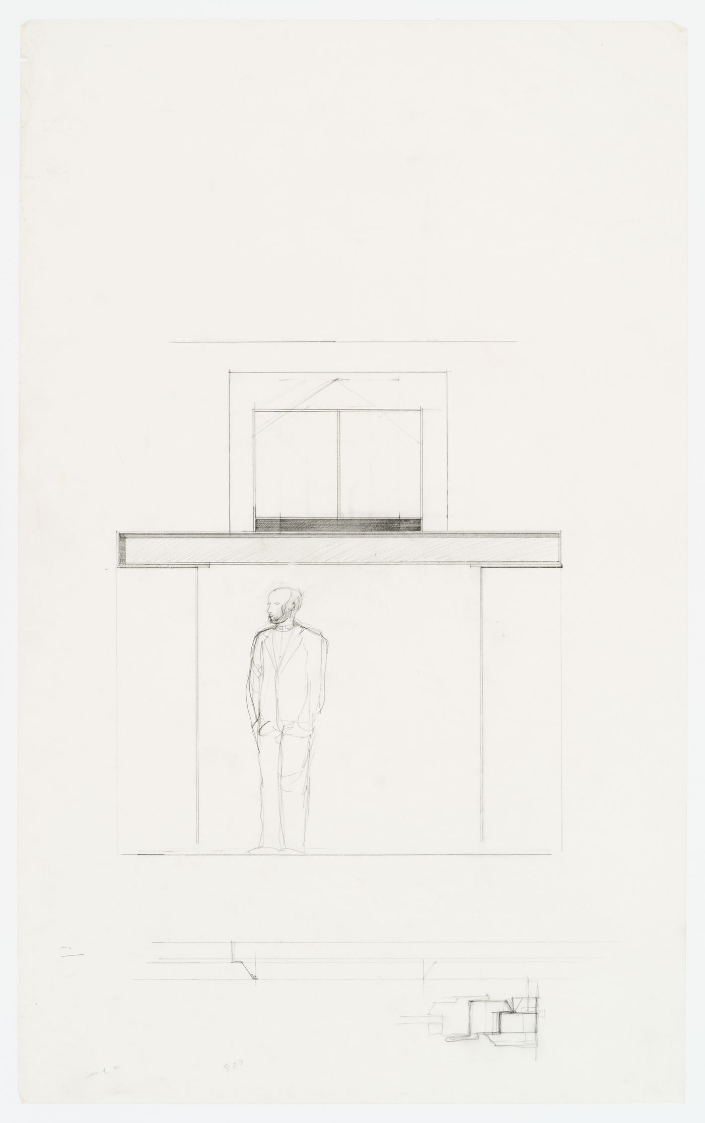 Sketch of an inside door, with Umberto Riva, for Casa Frea, Milan, Italy