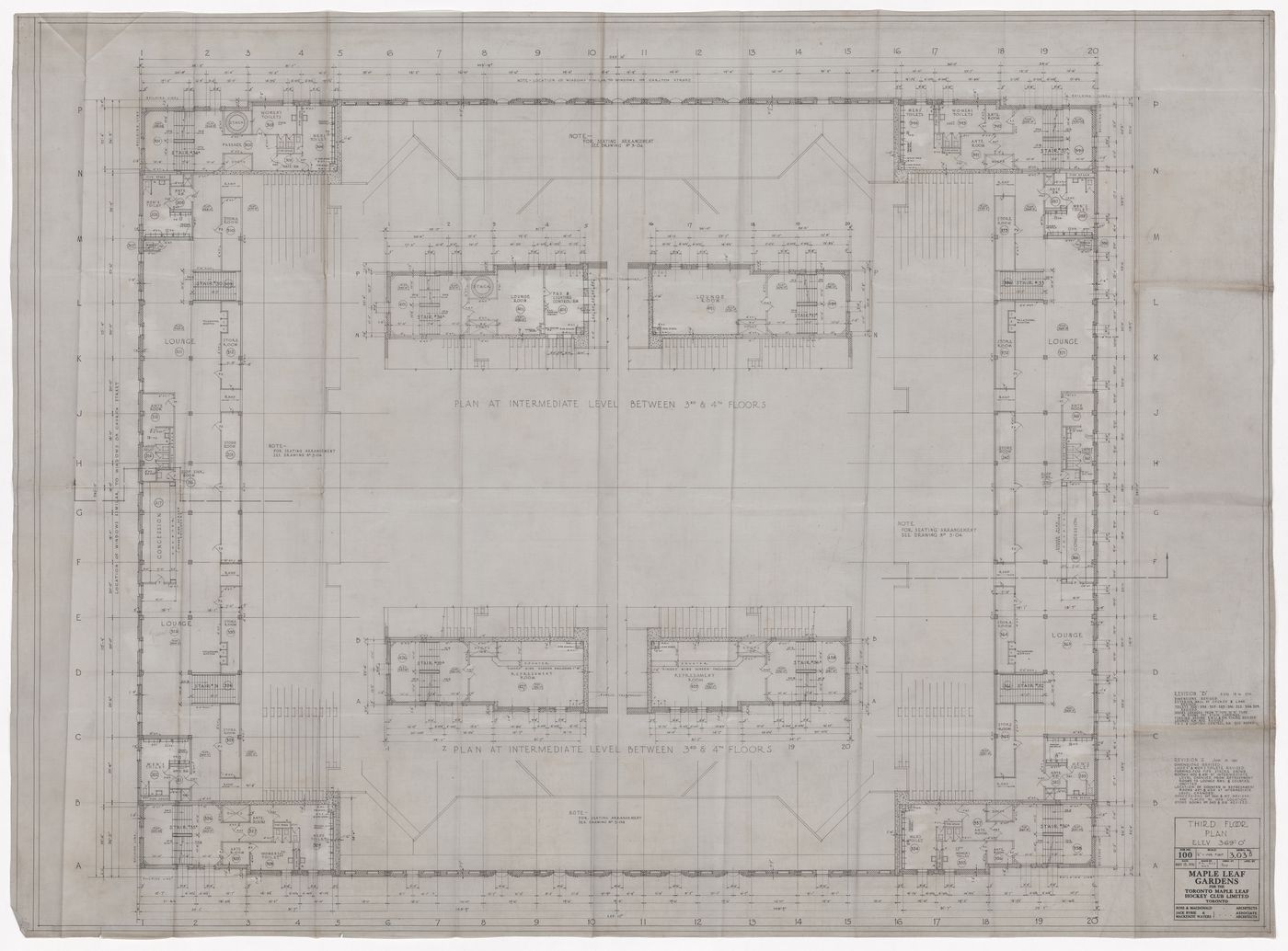 Third floor plan for Maple Leaf Gardens, Toronto