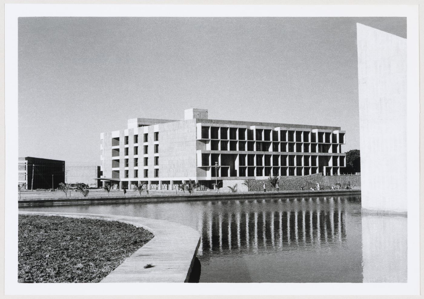 View of University Library seen from Gandhi Bhawan pool, Punjab University, Chandigarh, India