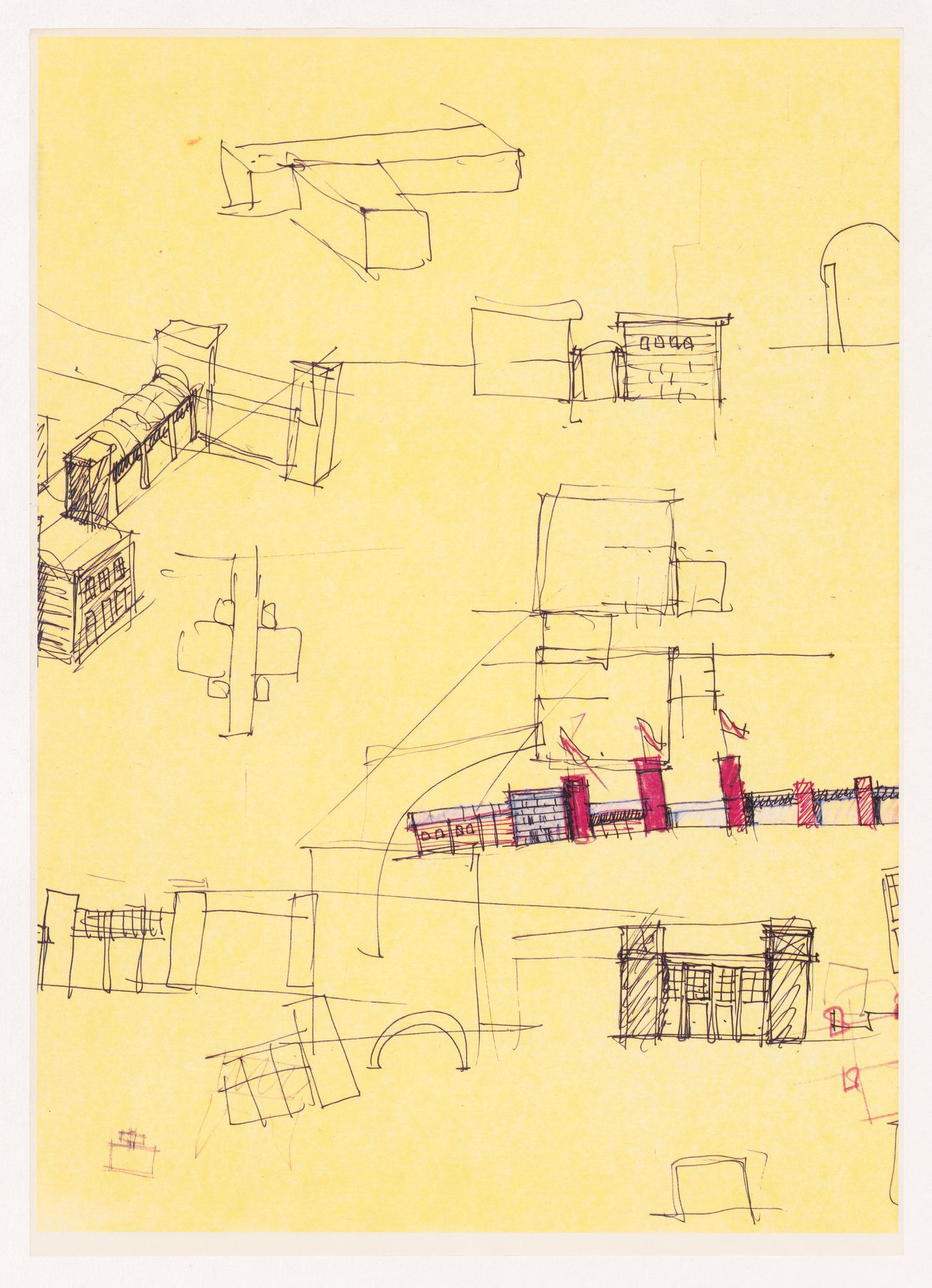 Sketches for Fabbrica attrezature ospedaliere a Sysran, Soviet Union (now Russia)