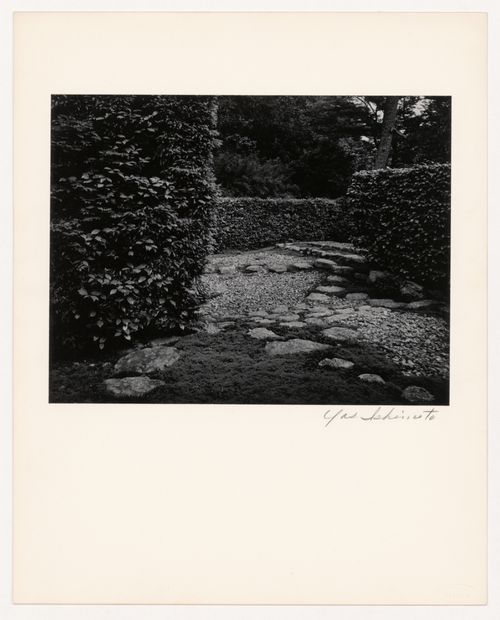 View of stepping-stones and hedges beside the Shoiken, Katsura Rikyu (also known as Katsura Imperial Villa), Kyoto, Japan