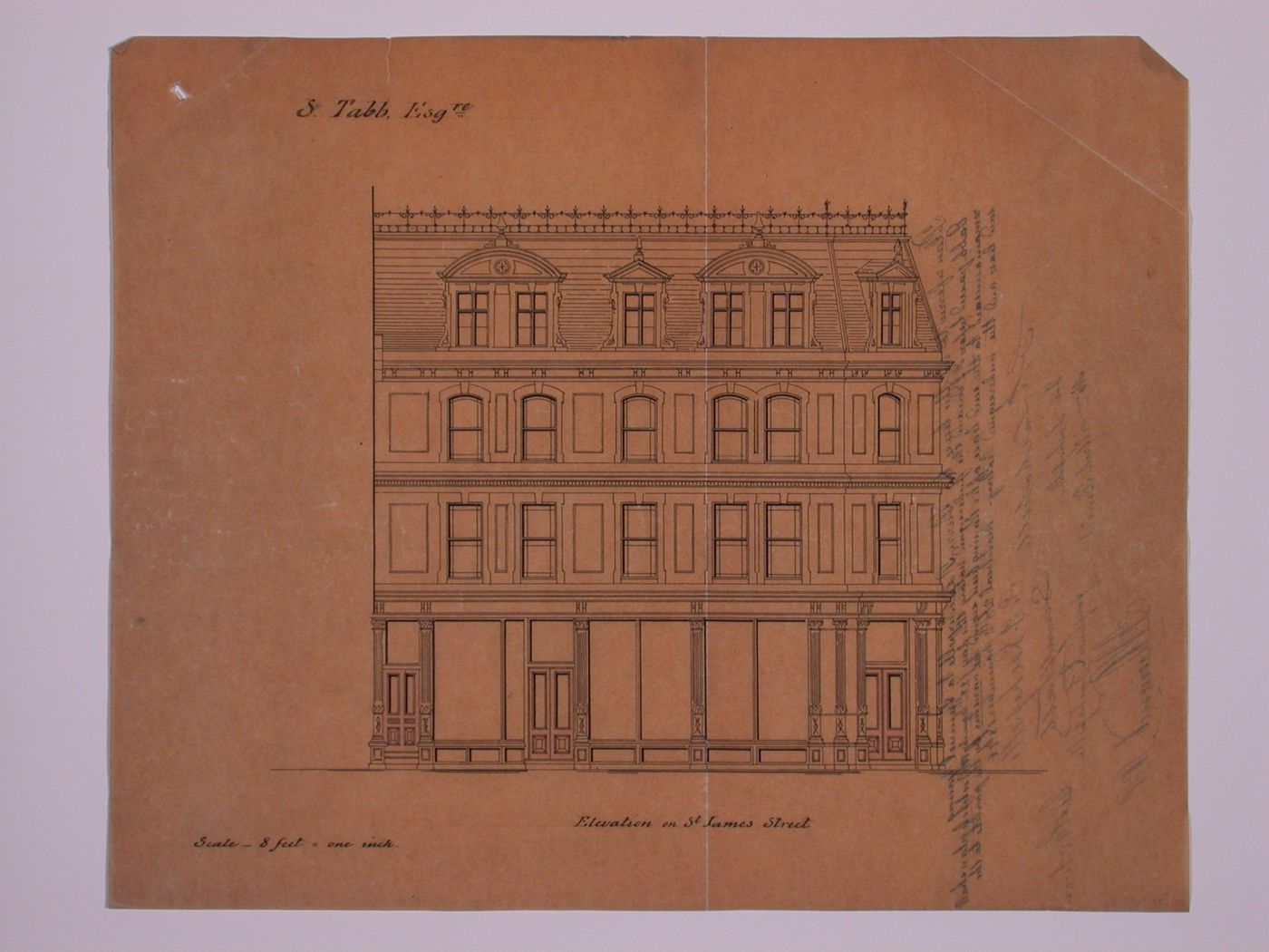 Bldg. belonging to Samuel Young Tabb- elevation St. James St.