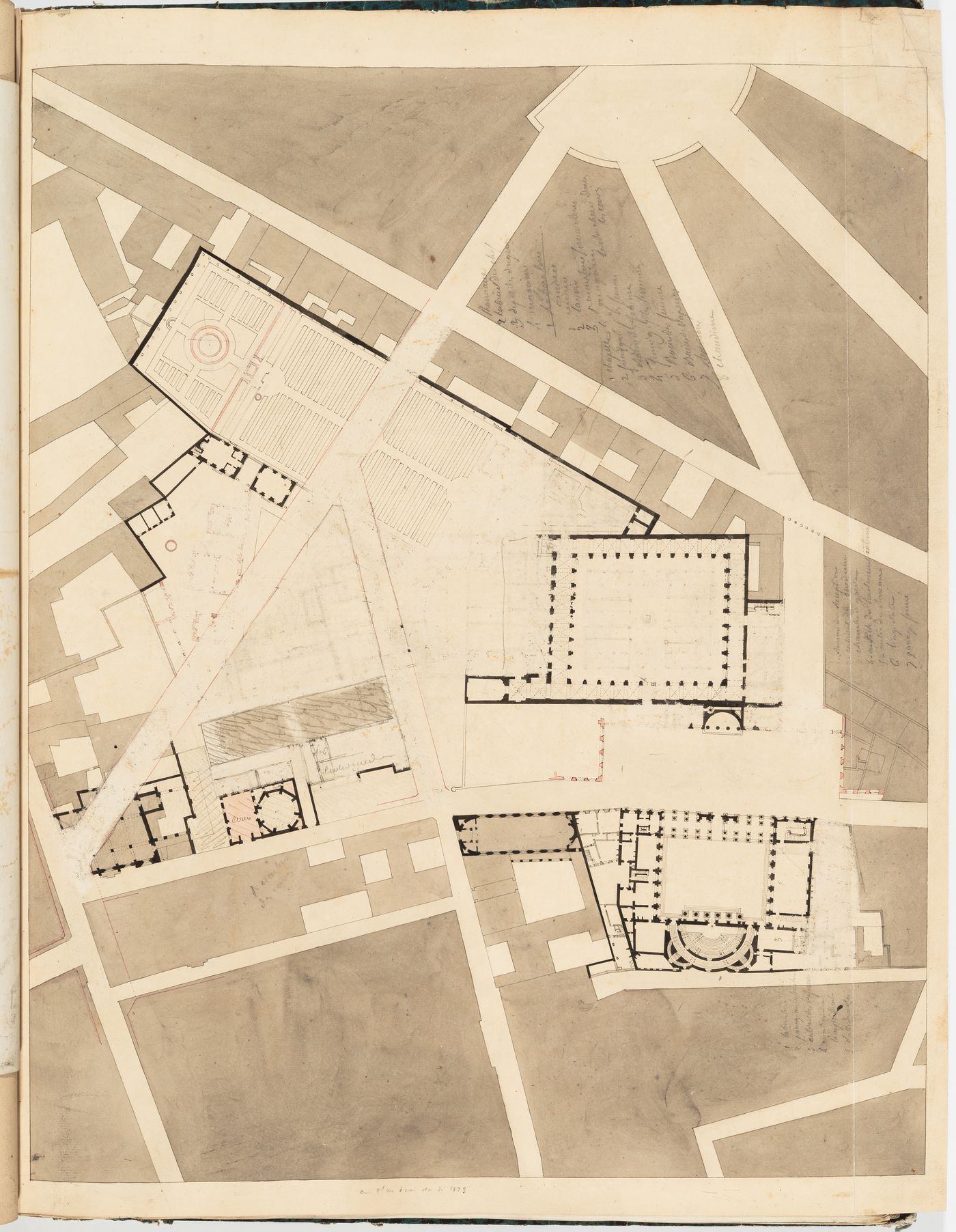 Project for the redevelopment of the École de médecine and surrounding area, Paris: Site plan showing additions and alterations to the buildings