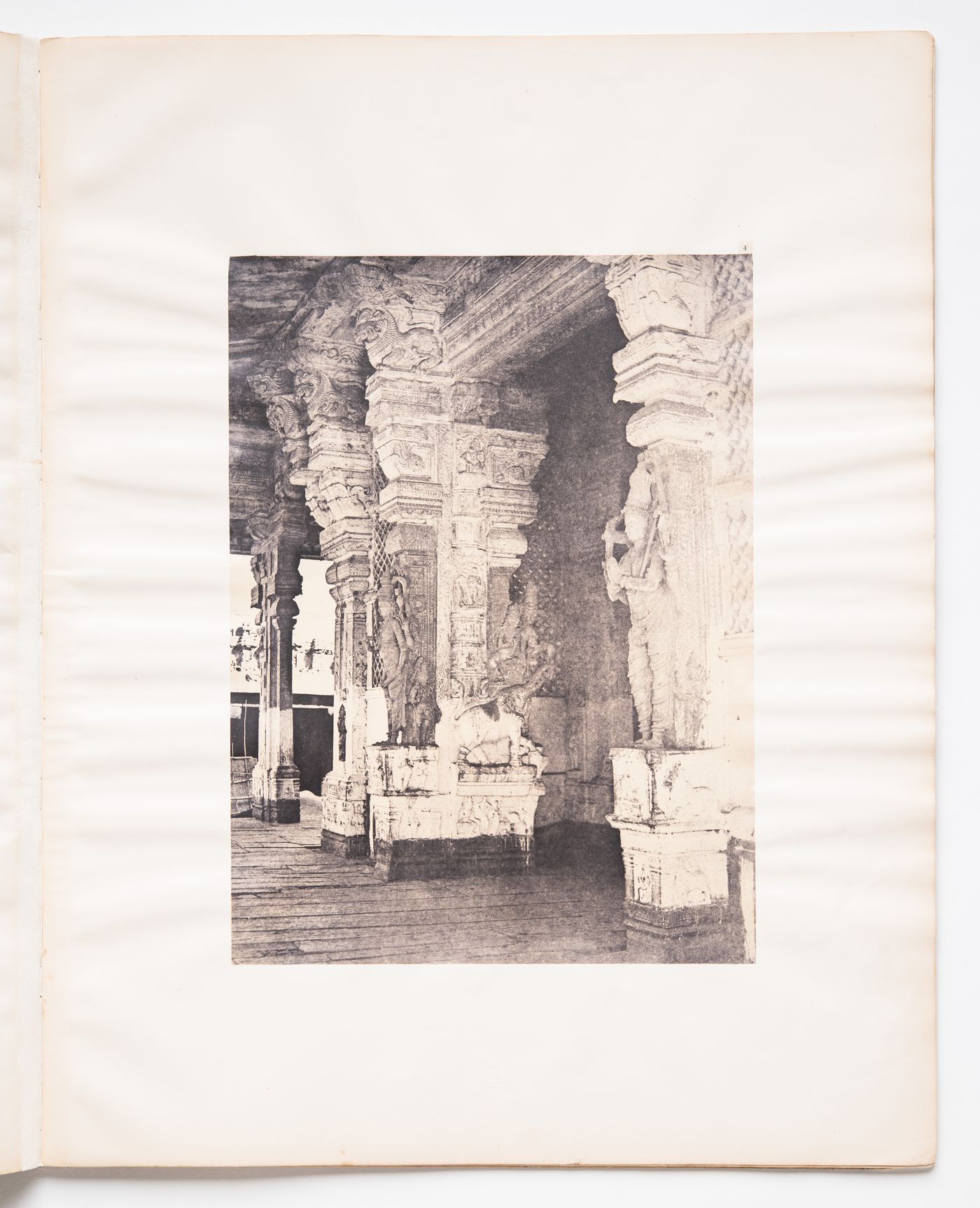 Madura.  Trimul Naik's choultry, entrance from portico to central nave from outside.