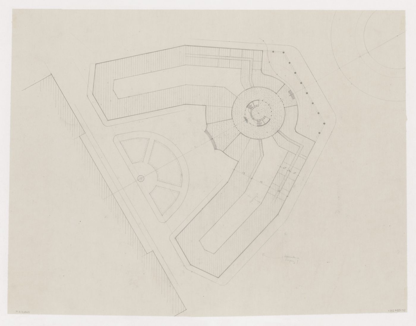 Ground floor plan for a city hall for the reconstruction of the Hofplein (city centre), Rotterdam, Netherlands