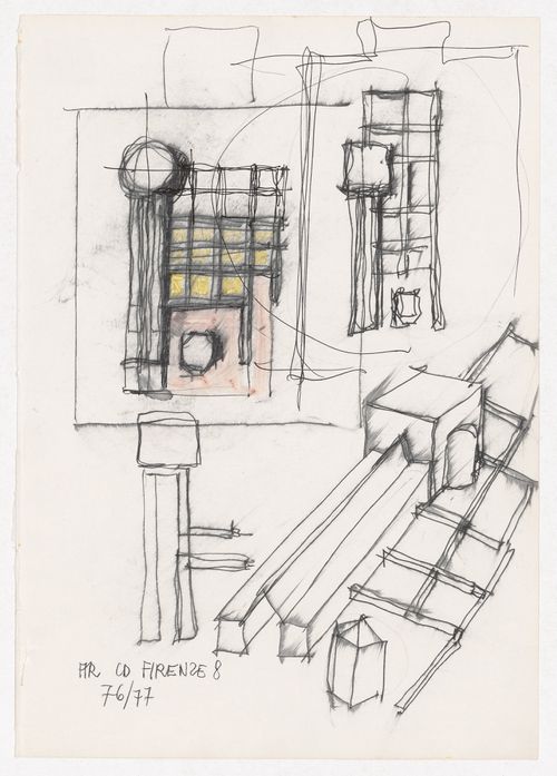 Sketch plans and sketch axonometric for Centro Direzionale, Florence