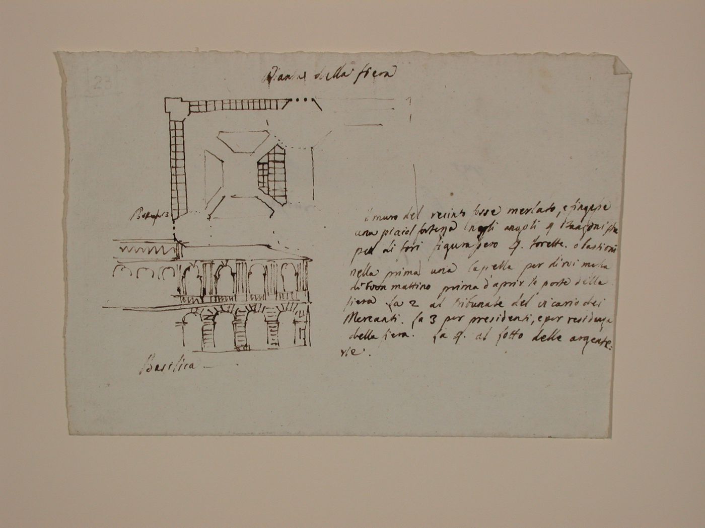 Partial plan and elevation of a basilica