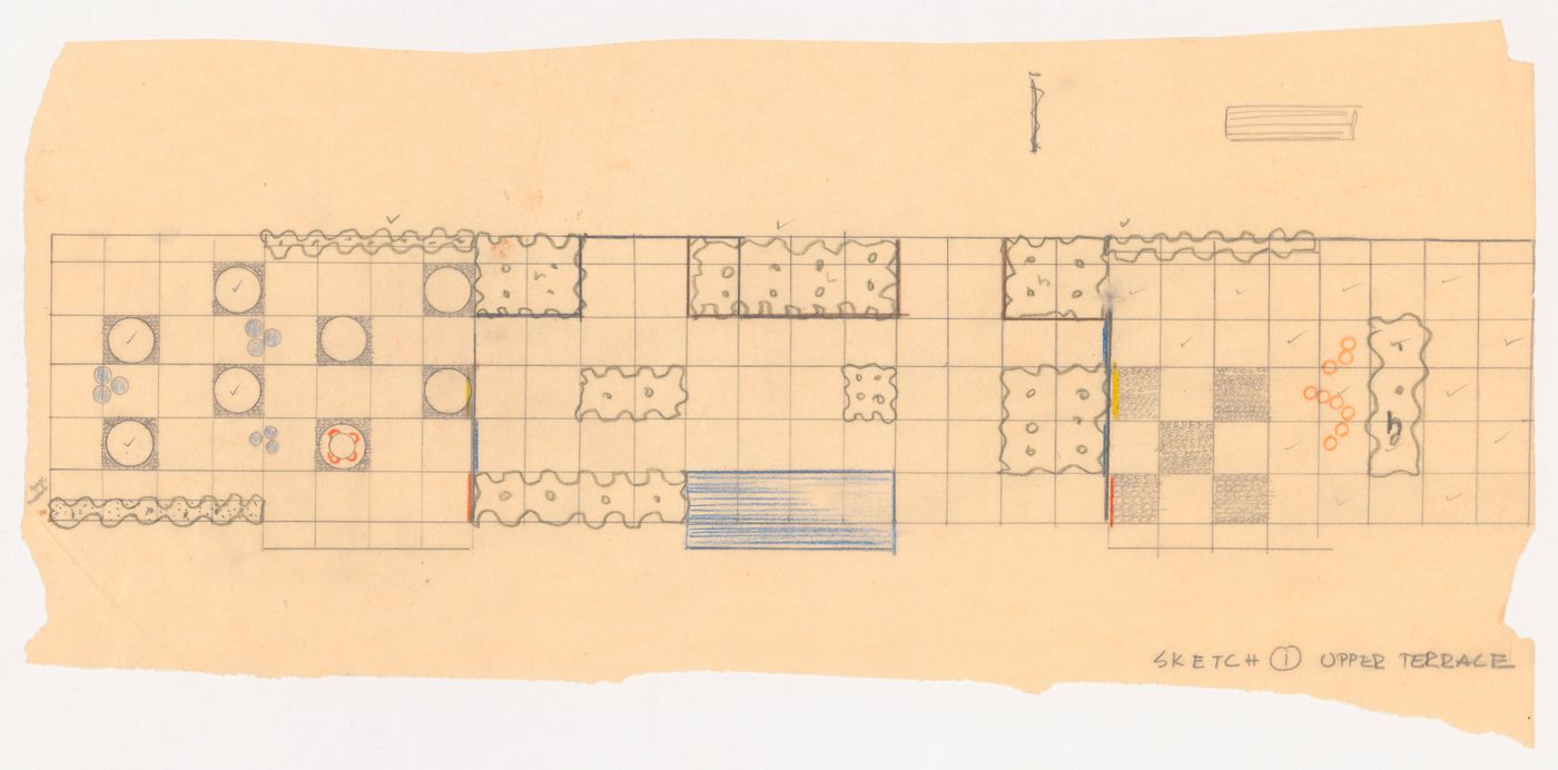 Sketch upper terrace plan for University Faculty Club, University of British Columbia, Vancouver, British Columbia