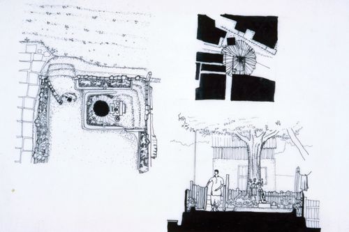 Plan and elevation of tree platform used for the Human Settlement Training Package "Package 1: Planning guidelines"