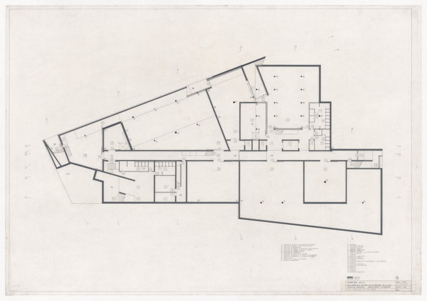 Basement floor plan for Centro Galego de Arte Contemporânea, Santiago de Compostela, Spain
