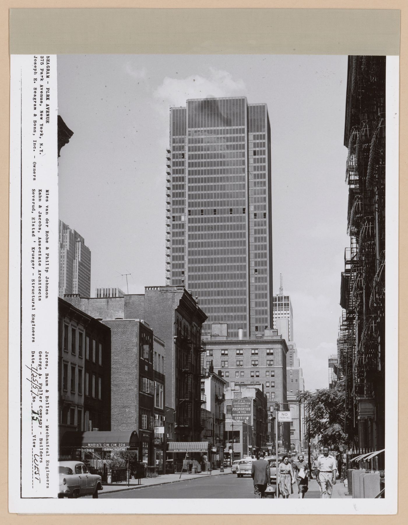 Seagram building under construction, 375 Park avenue, New York, N.Y., west view