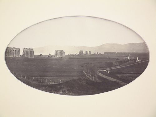View of the Aqua Claudia from the Naples Road, rear Rome, Italy