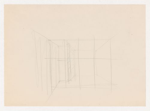 Interior perspective sketch showing a partition for the Metallurgy Building, Illinois Institute of Technology, Chicago